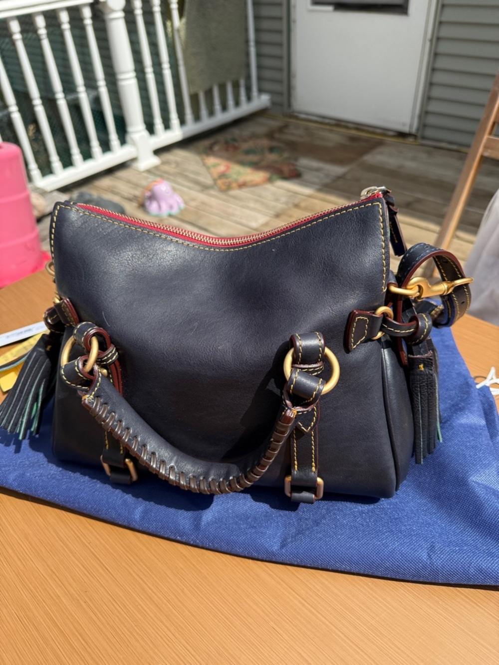 Dooney and Bourke Florentine Mini Satchel Navy EUC - Picture 5 of 14